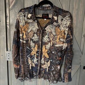 Johnny Was Noemie Mesh Blouse Sz S